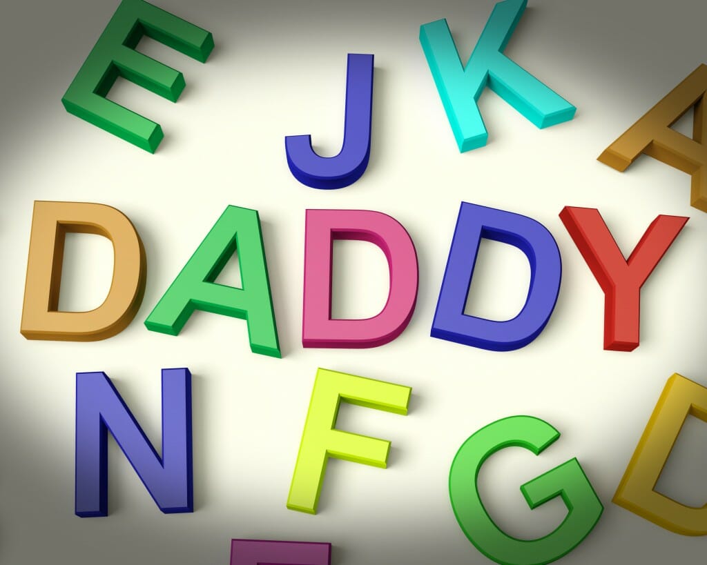 Daddy Written In Multicolored Plastic Kids Letters