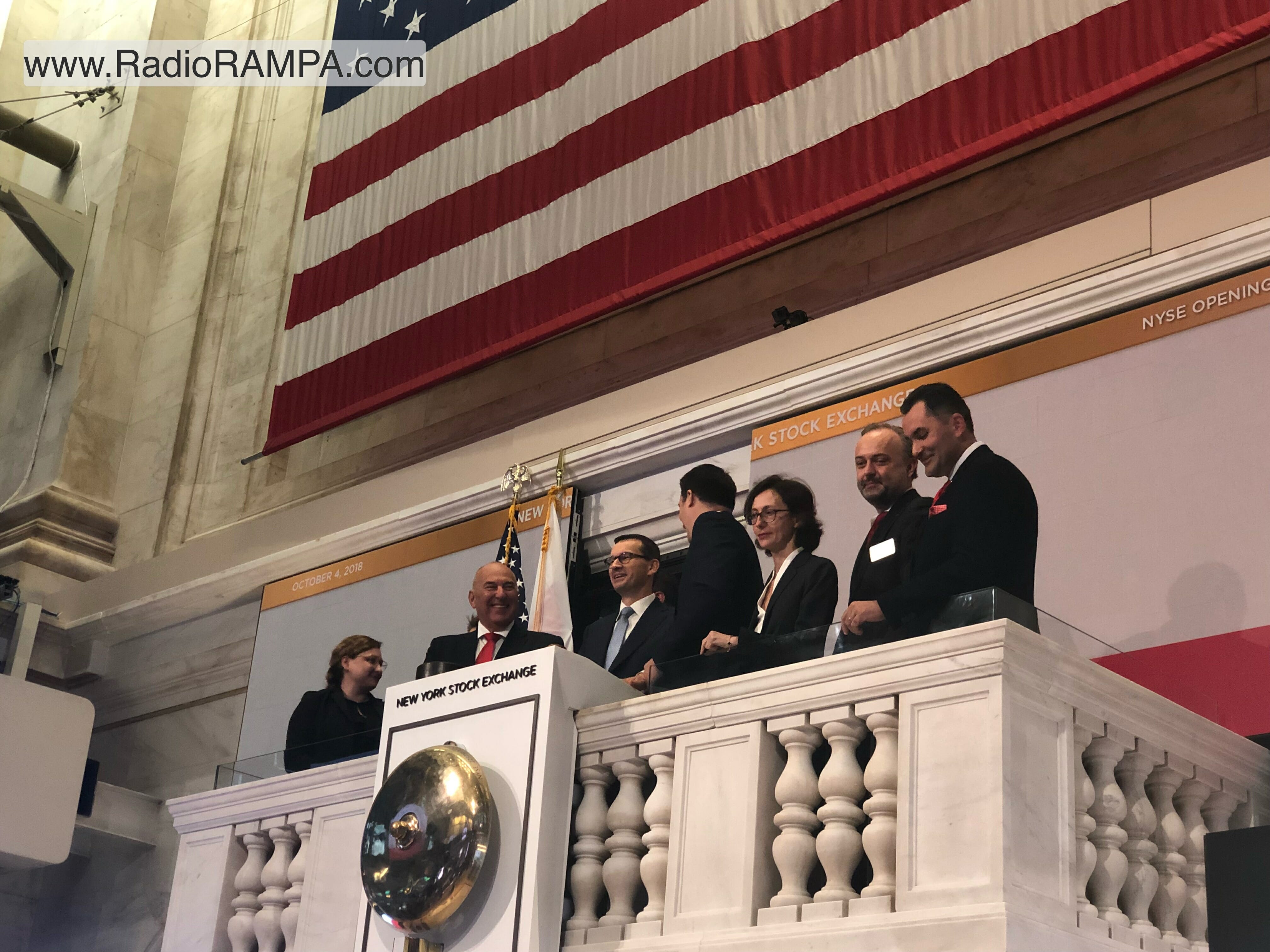 Premier Mateusz Morawiecki w Nowym Jorku - wizyta na Wall Street i otwarcie giełdy