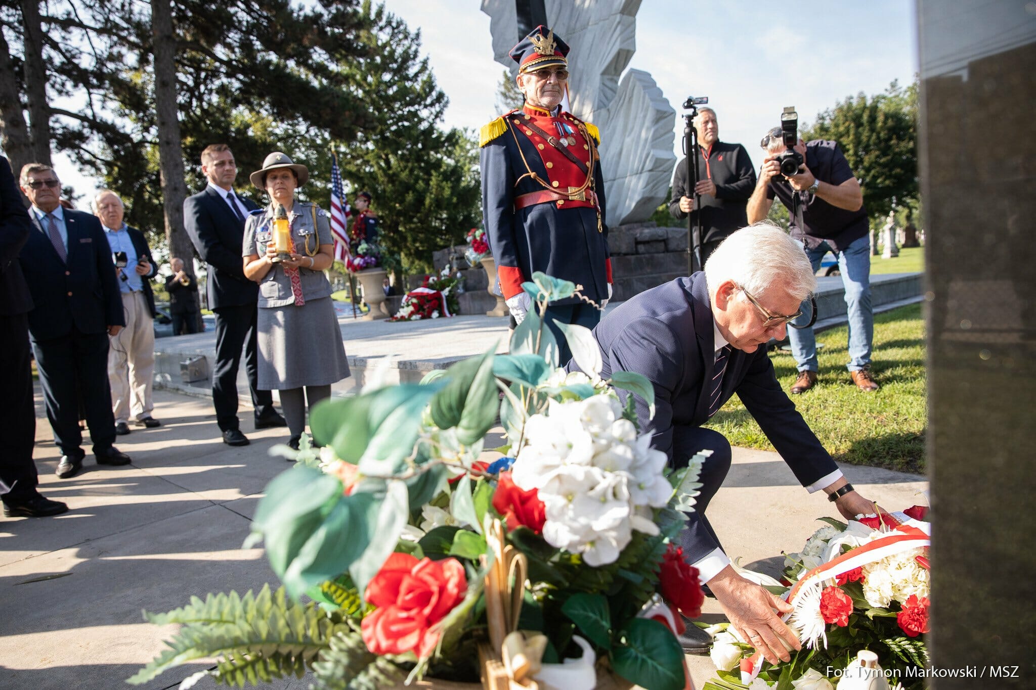 Werbalny atak na Ministra Czaputowicza pod Pomnikiem Katyńskim w Chicago