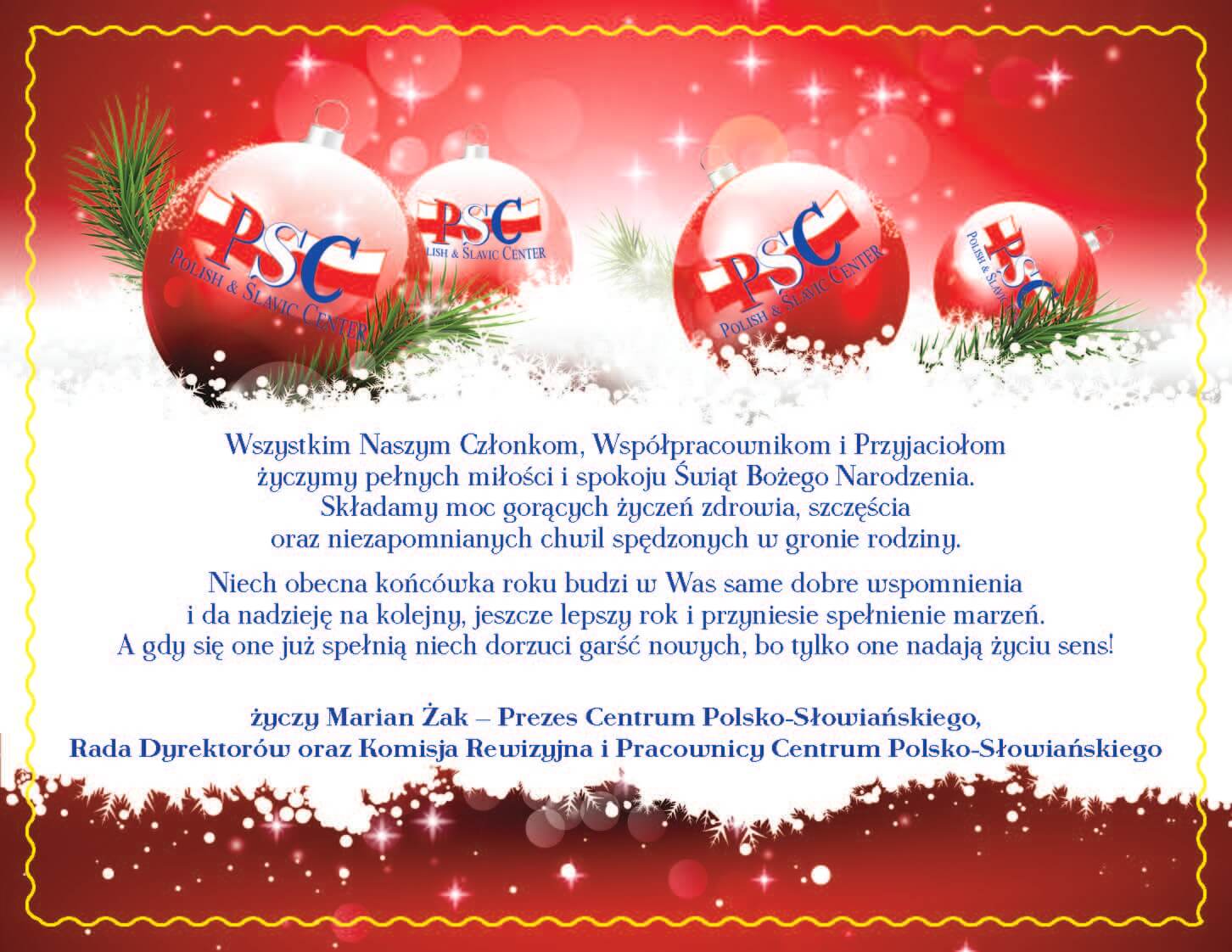 Życzenia Świąteczne od Centrum Polsko-Słowiańskiego